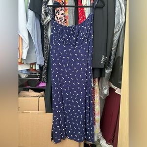 Lucky brand ditsy print slip dress navy size L